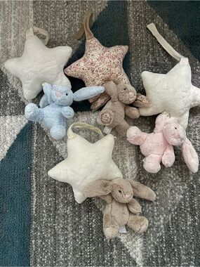 Discontinued Jellycat Bashful Bunny Musical Pull Set, set of four